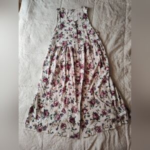 Floral Sleeveless Maxi Dress in Cream and Purple